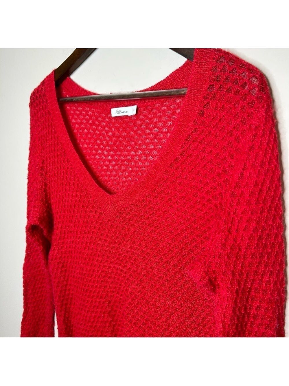 Reitmans Red Wide V Neck Pullover Sweater Large - Picture 6 of 8